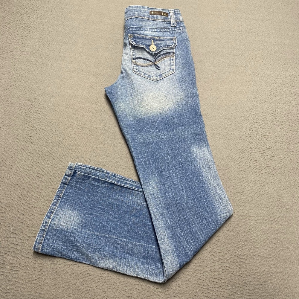 L.e.i Jeans Juniors 9 Long Blue Ashley Low Rise Boot Stretch Bootcut Denim